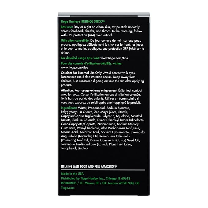 Tiege Hanley Retinol Stick for Men, Anti-Aging Face & Eye Stick, 0.35 Oz