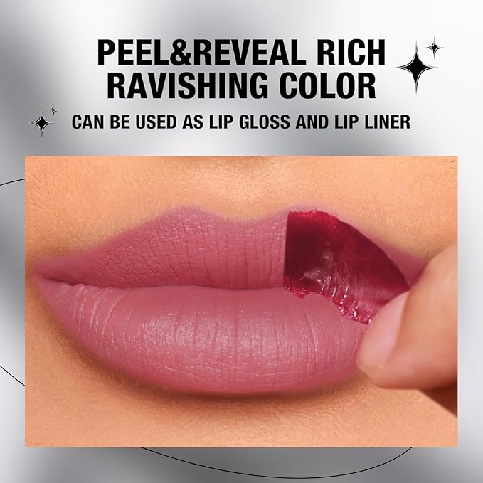 LANGMANNI Long-Lasting Peel Off Lip Liner Set, Waterproof & Smudge-Proof Matte Lip Liners Gift Makeup For Girls（#2）