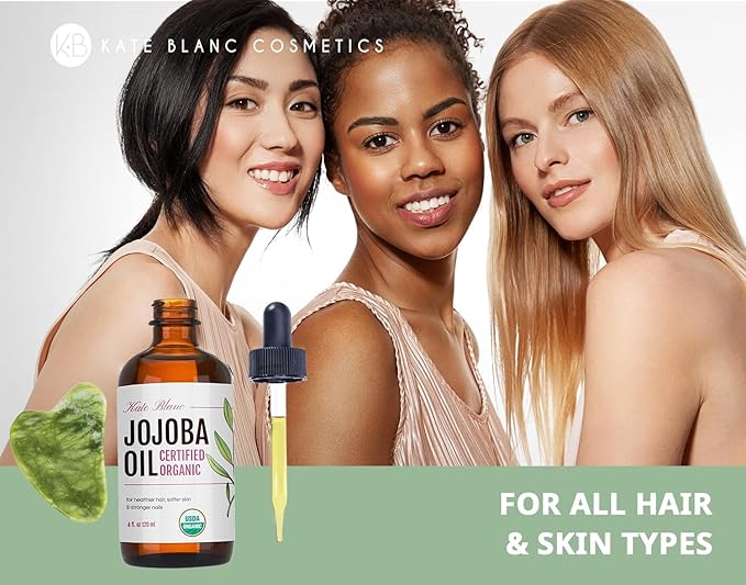 Kate Blanc Cosmetics Jojoba Oil for Hair & Skin, Gua Sha Stone Kit, 4oz