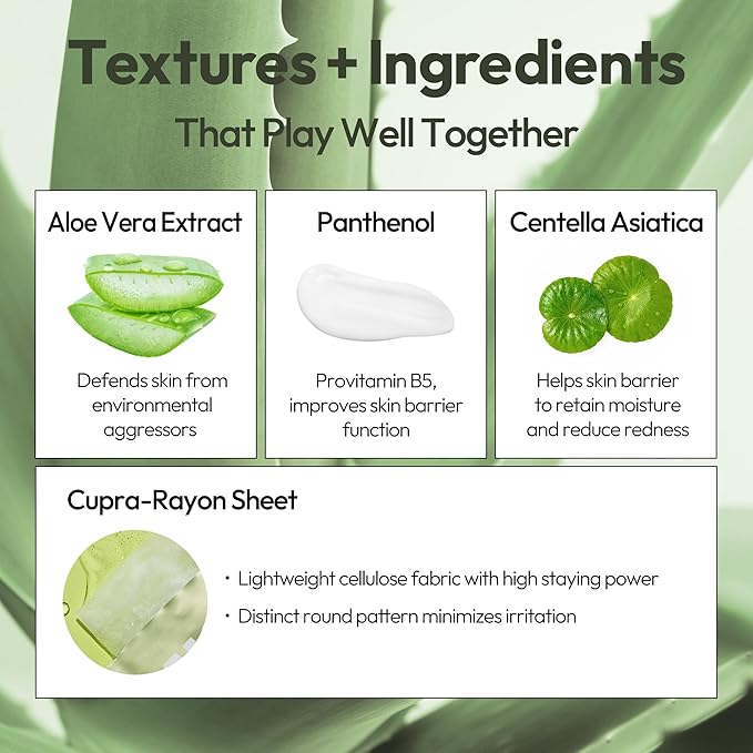 LAPCOS K Beauty Aloe Sheet - Soothing & Hydrating Face Mask (Pack of 10)