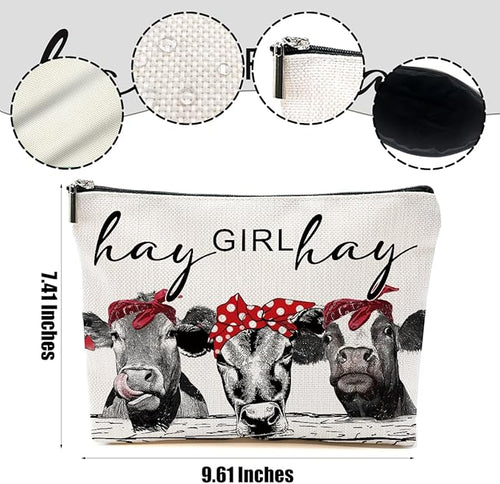 2pcs Funny Farm Animals Cow Stuff Western Makeup Bag, Farm Animals Cosmetic Bag Cow Gifts for Women Female Girls Sister BFF, Christmas Birthday Gift, Western Stuff Travel Toiletry Bags