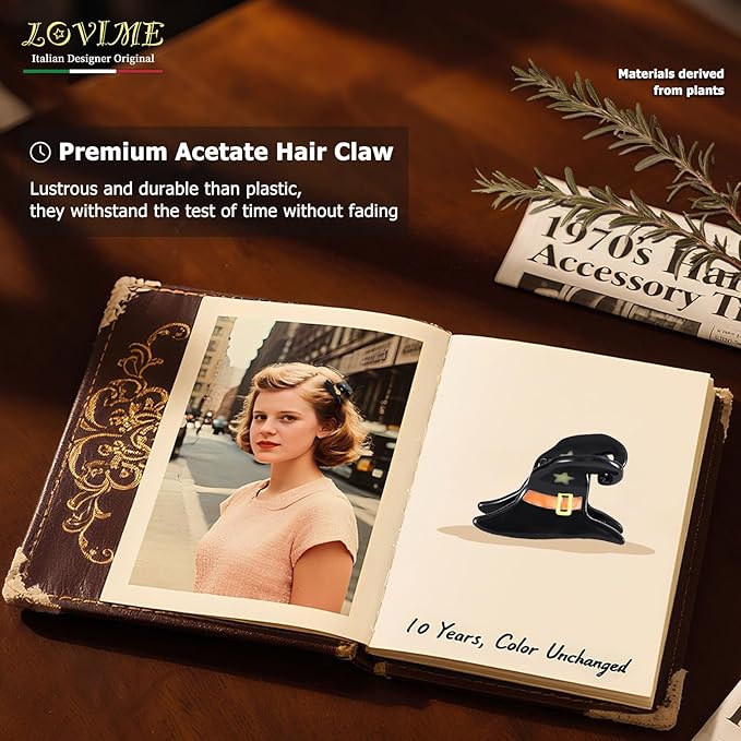 Halloween Mini Witch Hat Acetate Claw Original Cute Hair Clips for Women