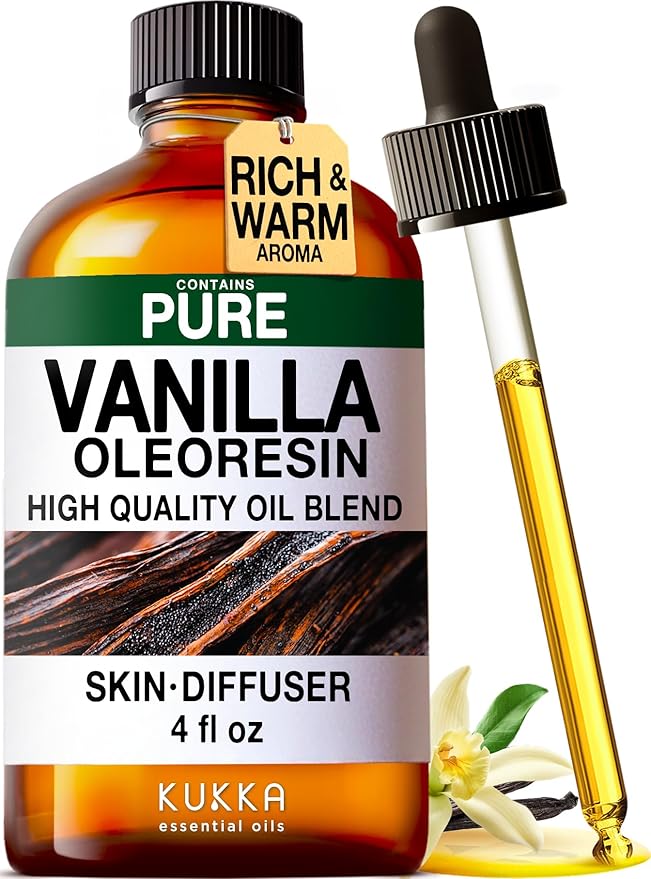 100% Pure Vanilla Oil - 4 Fl Oz Vanilla Essential Oil for Hair, Skin, Diffuser, Aromatherapy & DIY Soap Making Scent