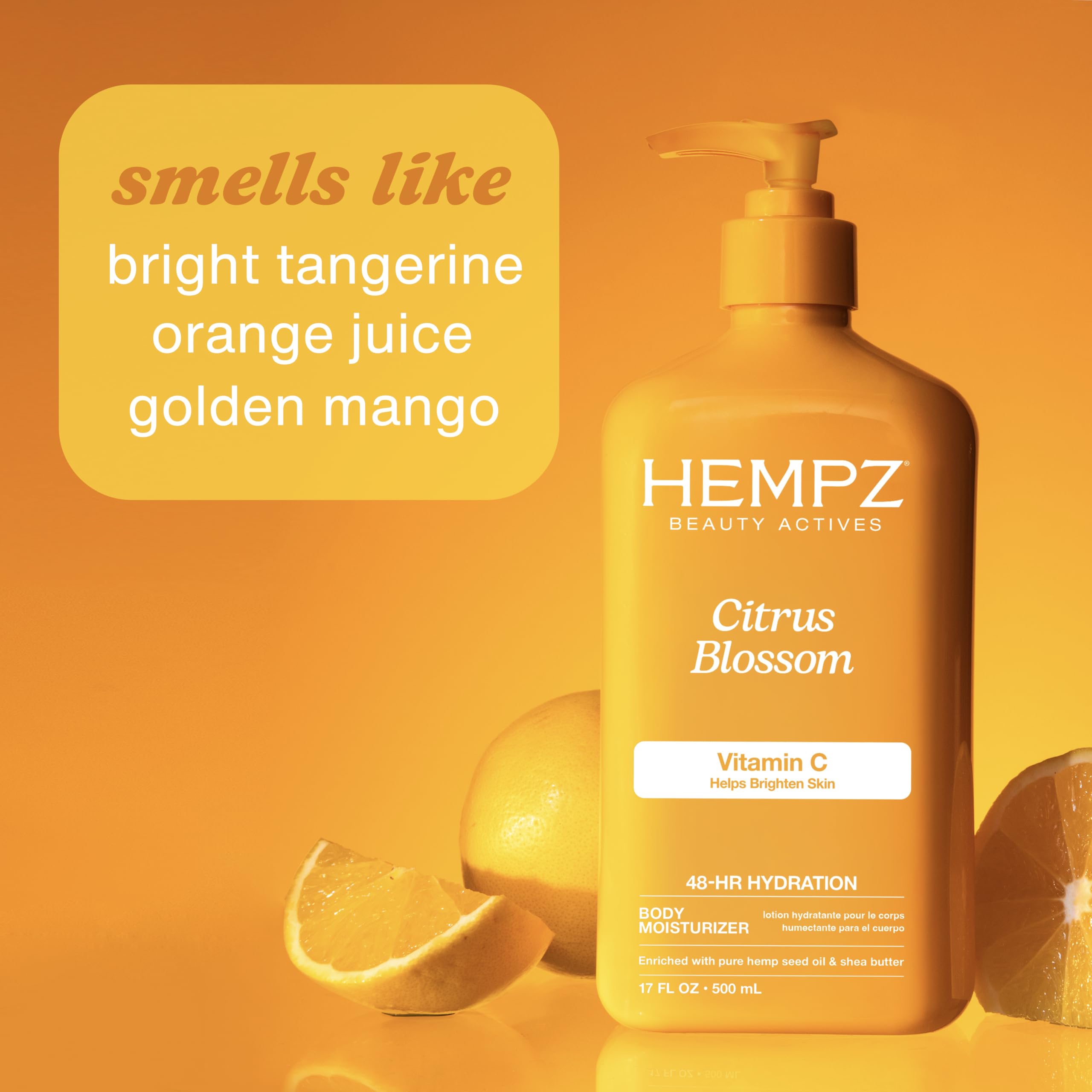 Hempz Body Lotion - Citrus Blossom Limited Edition Daily Moisturizing Cream with Vitamin C, Shea Butter, Aloe, Orange Extract, Hemp Seed Oil Body Moisturizer -17 Fl Oz
