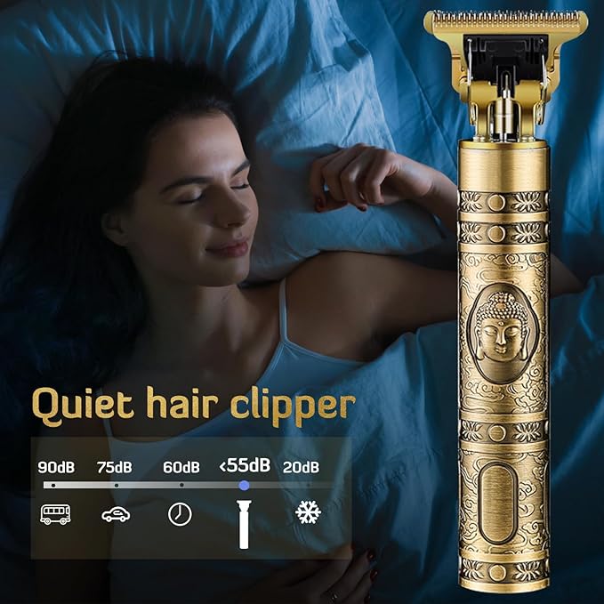 PXLISIE Hair Clippers for Men, Professional Cordless Rechargeable Beard Trimmer Gold Kit with Guide Combs