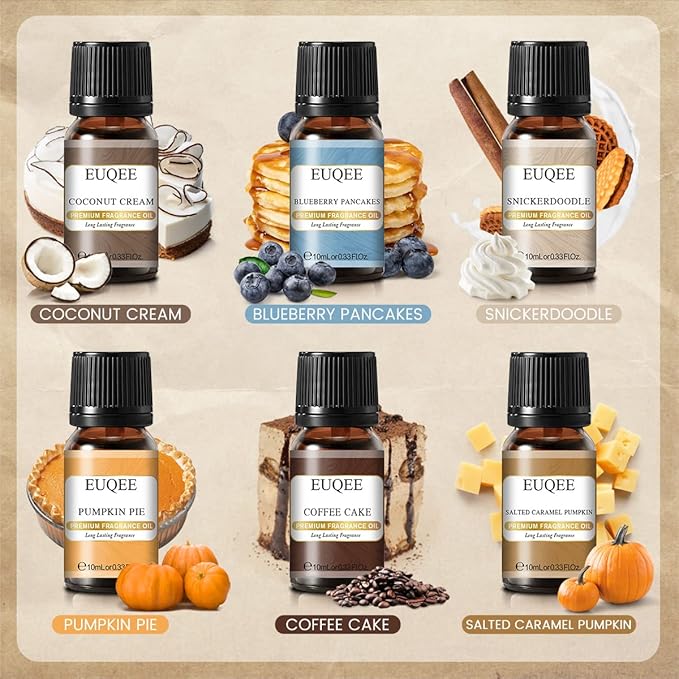 EUQEE 6PCS Premium Fragrance Oils for Homemade Bread for Candle Making