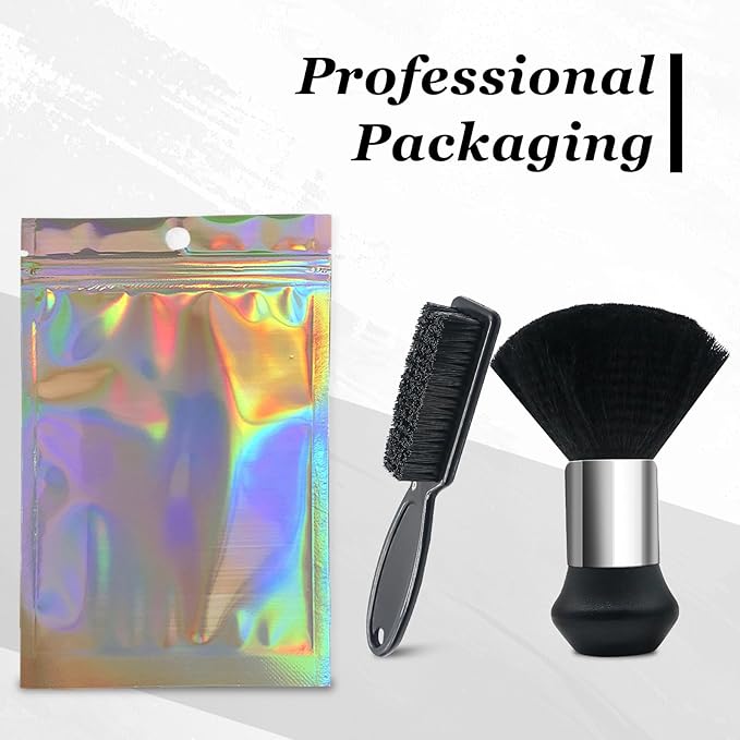 Barber Brush Set, 2 Piece Hair Cutting Brush Kit with Soft Neck Duster and Clipper Cleaning Brush for Neckline, Face, Salon and Home