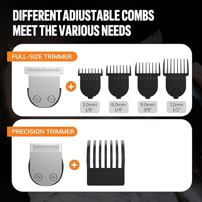Ynasen Beard Trimmer for Men Hair Clippers - 6 in 1 Professional Grooming Kit Cordless Hair Clipper Trimmers Set Waterproof,Electric Shaver Razor for Face Nose Body Mustache