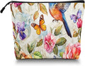 Scribesense Cosmetic Bags Travel Makeup Toilet Case Waterproof Pouch for Women Girls 6.7X9.45inches - Whimsical Flower - Bird - Butterfly World