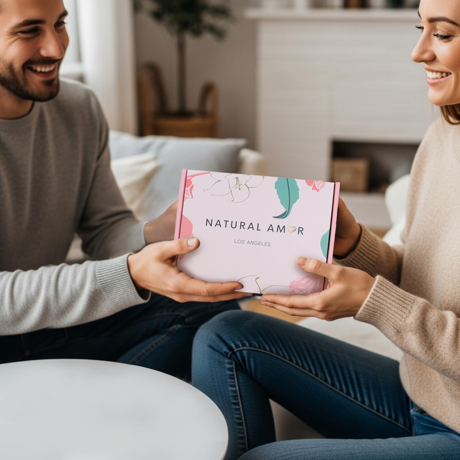 Natural Amor Lavender Spa Gifts for Women,7pcs Self Care Box Including Handmade Soap Bar, Candle, Bath Butter