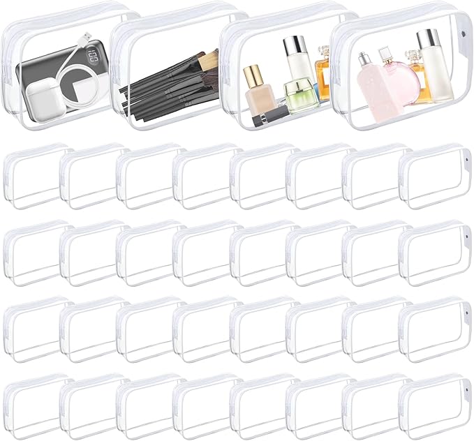 Merkaunis 36 PCS Clear Makeup Bags Bulk Cosmetics Plastic Travel Pouches