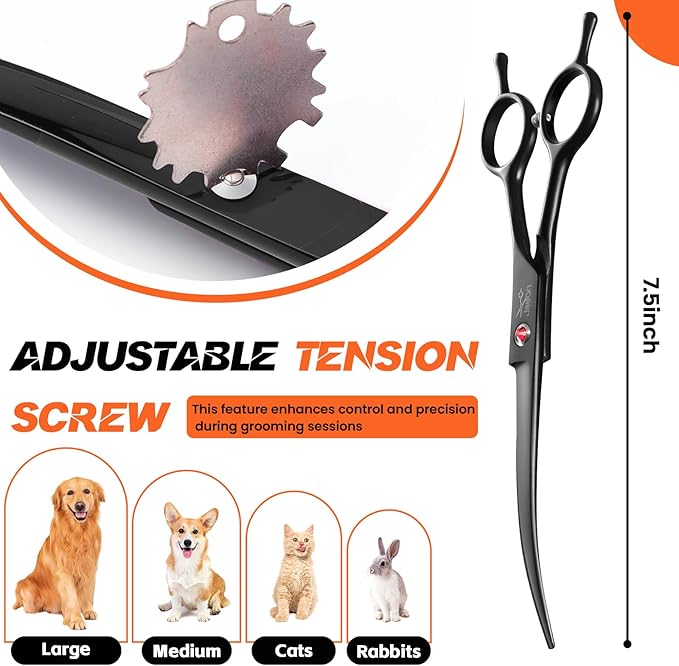JASON Curved Dog Grooming Scissor - 7" Professional Down-curved Shears