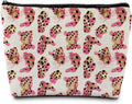SAFDSGFDB Pink and Gold Cheetah Makeup Bag, Preppy Girly Leopard Print Cosmetic Bags Gifts for Women, Funky Y2k Cheetah Portable Travel Toiletry Bag Zipper Makeup Pouch
