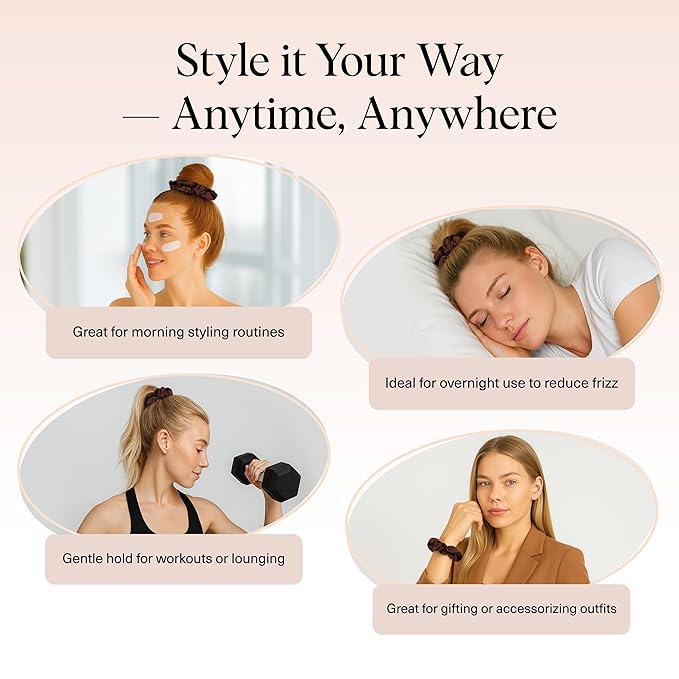 Kitsch Satin Scrunchies for Women - Cameo, 5pcs