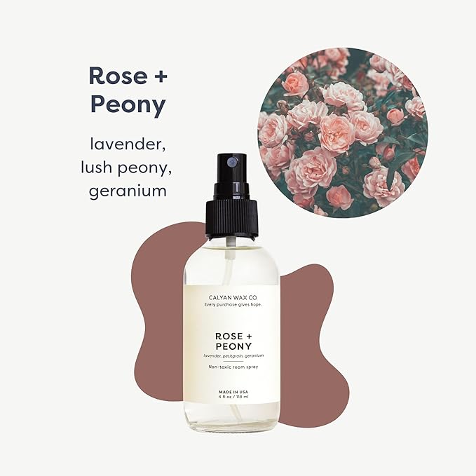 Calyan Wax Co. Rose & Peony Room Spray - Natural Room Deodorizer