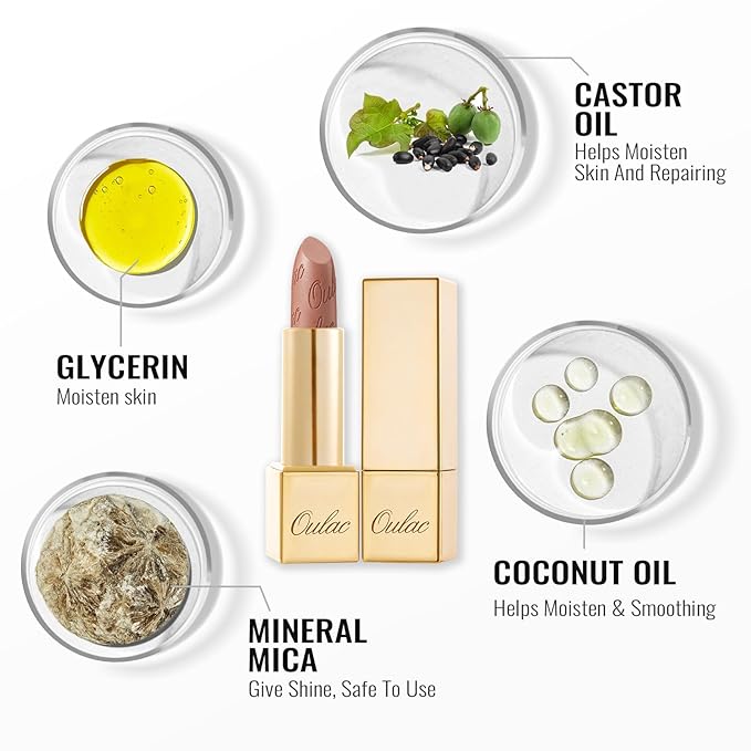 Oulac Coral Orange Lipstick for Women with Metallic 3D Shine Lightweight Hydrating Formula, High Impact Lip Color, Vegan Beauty, Full Coverage Lip Makeup, Christmas Gifts for Women, Be Happy(05)
