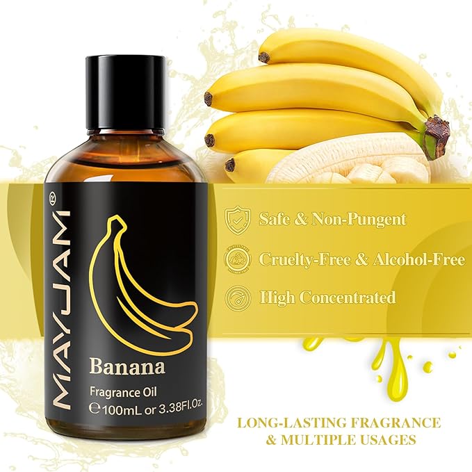 MAYJAM Banana Fragrance Oil for Diffusers for Home, 3.38FL.OZ