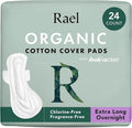 Rael Organic Cotton Cover Sanitary Pads for Women (XL Overnight, 24 Ct)