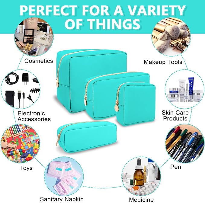 Small Pencil Case Makeup Bag for Purse, Cute Pencil Pouch Preppy Nylon Makeup Brush Bag with Zipper , Girls Portable Stationery Storage Case Small Pen Bag for Office School College(Slim-Cotton Candy)