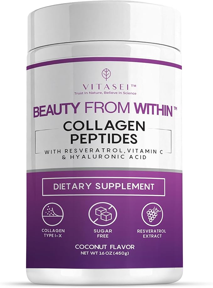 VITASEI Hydrolyzed Collagen Peptide Powder Drink – Coconut Flavored, 16oz