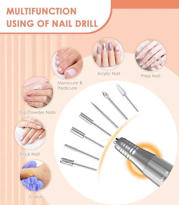 Portable Electric Nail Drill Machine: 40000RPM Professional E-File