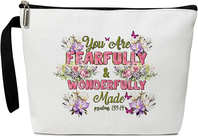 BSNZZIO Christian Cosmetic Bag for Women Accessories Organizer, Religious Gifts Bible Verses Gifts for Women Coworker, Travel Essentials Purse Toiletry Pouch Cosmetic Bag with Zipper -34
