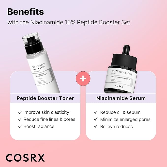 COSRX Niacinamide 15%, Peptide Booster Serum Set, Pore Care & Hydration