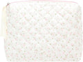 Quilted Makeup Pouch for Women, Travel Cosmetic&Toiletry Bag,Flower Pink