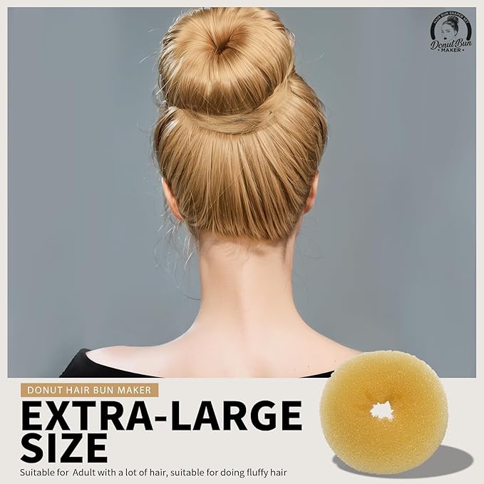 Teenitor 4pcs Hair Bun Shaper Set with Extra-large, Large, Medium, Small Donut Hair Bun Maker, 20pcs Bobby Pins, Gold