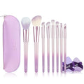 MSQ Make Up Brushes Total 10Pcs-with 8 Makeup Brush & 1 Foundation Puff & 1 Velve Powder Puff, Synthetic Hair Powder Brushes for Blush Countour Concealer Eyeshadow Eyeliner