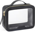 PACKISM Clear Makeup Bag Foldable - Medium TSA Approved Toiletry Bag, Black