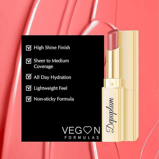 Depuplum Nude Pink Lipstick for Women Moisture Lip Gloss Tinted Lip Balm