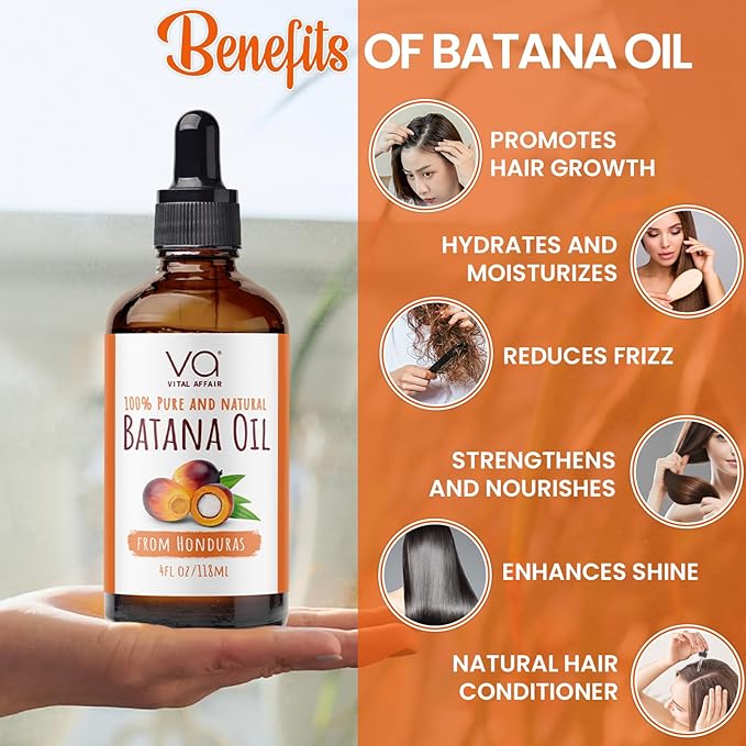 Batana Hair Growth Oil 4 Fl Oz Glass Bottle For Strong and Shiny Hair