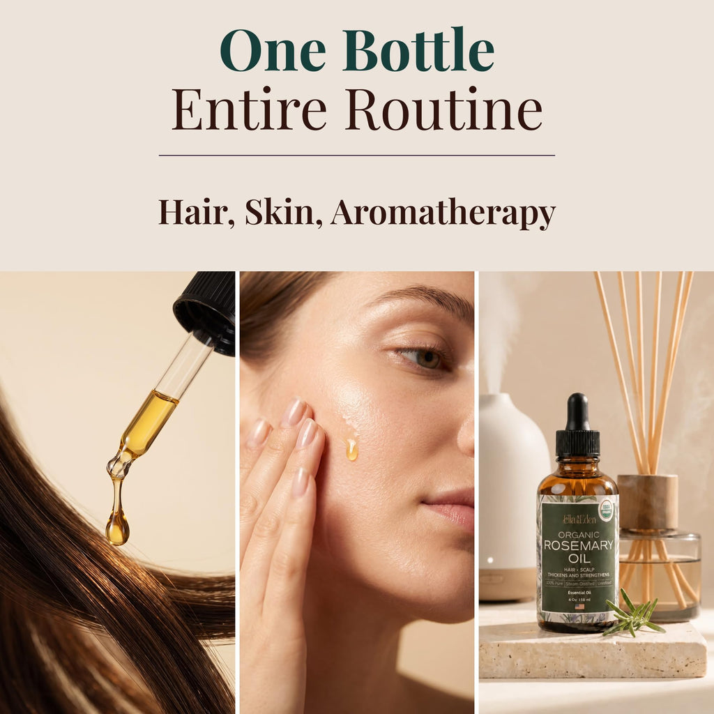 Organic Rosemary Oil for Hair Growth, 100% Pure USDA Certified, 4 Fl Oz