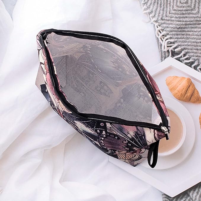 Pebarmnt Cute Animal Lovers Gifts Butterfly Cosmetic Bag Makeup Pouch with Zipper (butterfly)
