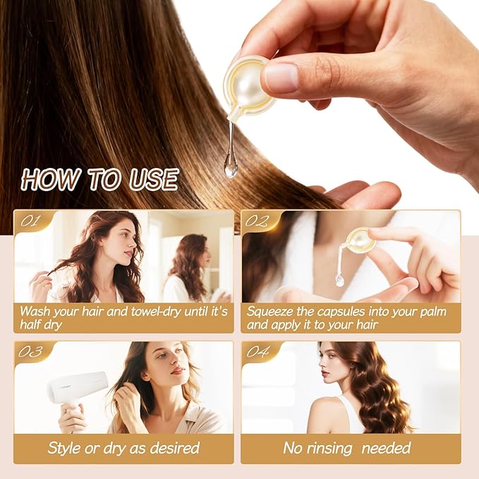H HOLLY HERBAL Hair Oil - 30 Hair Care Capsules -Coconut Oil Hair with Jojoba, Olive, Macadamia Oils-Vitamins A, E, & Pro B5 - No-Rinse Hair Treatment for Women & Men