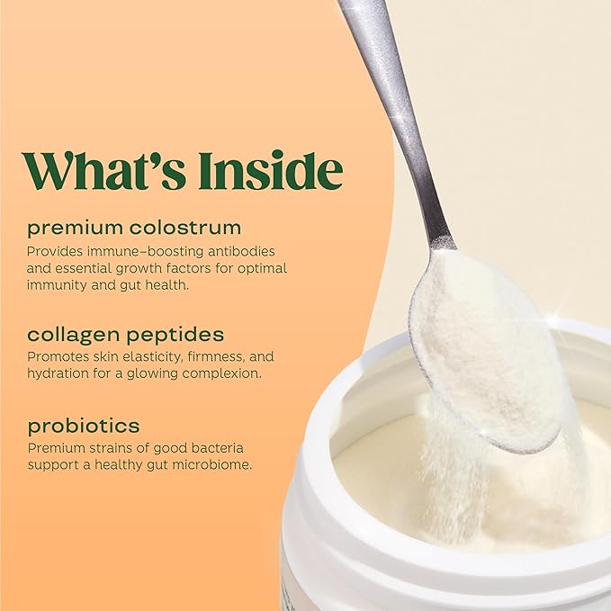 Bloom Nutrition Bovine Colostrum Powder, Orange Cream, 25 Servings