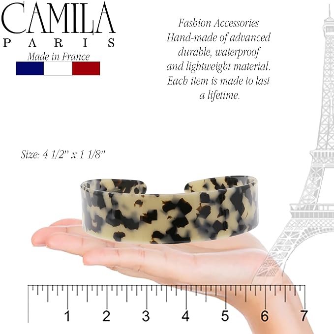 Camila Paris CP3882 French Headband for Women, Handmade White Tokyo, Strong Hold Grip Women's Hair Band, Ligth and Very Flexible, No Slip Durable Styling Girls Hair Accessories, Made in France