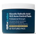 QRxLabs Salicylic & Glycolic Acid Acne Clearing Pads - 2% Salicylic & 10% Glycolic Acid - Exfoliating Pads for Acne, Bacne, Butt Acne, Body Acne - Daily Pads - 50ct