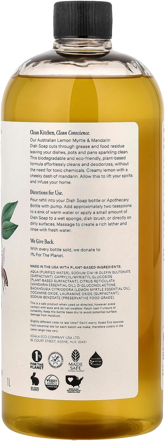 Koala Eco Dish Soap, Australian Lemon Myrtle & Mandarin Essential Oil, 34oz