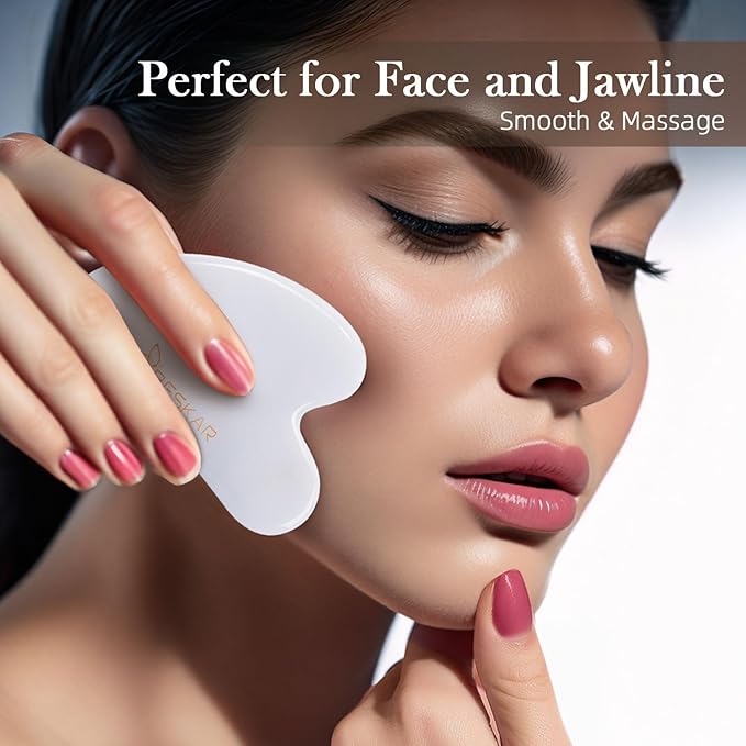 BESKAR Gua Sha Facial Tools, Natural Jade Stone Guasha Massager