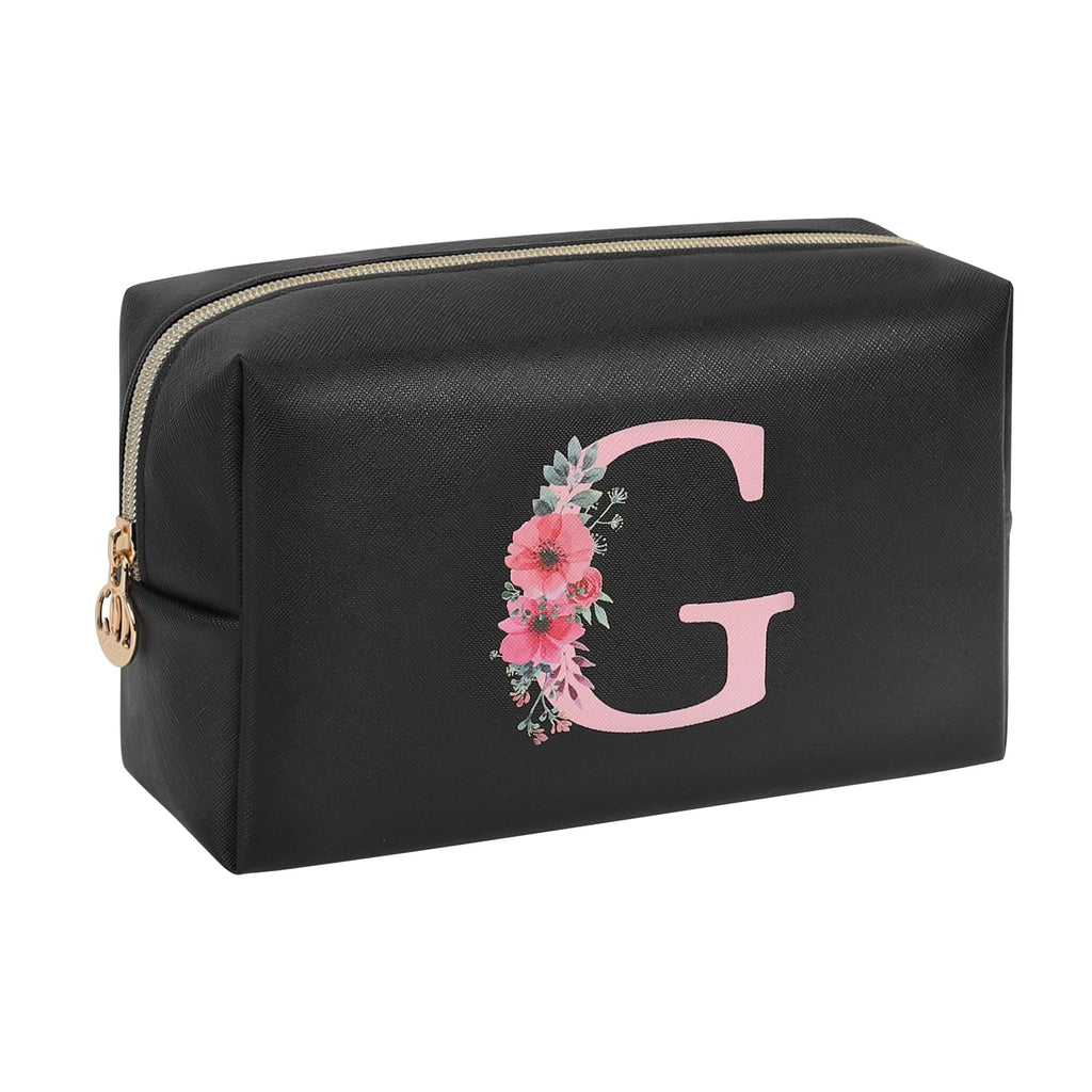 Initial Makeup Bag for Women, Travel Makeup Bag Small Cosmetic Bag, Birthday Gifts for Girls and Women, Teen Girls Gifts Trendy Stuff, Personalized Gifts for Grandkids Teacher Friends Bride Bridesmaid