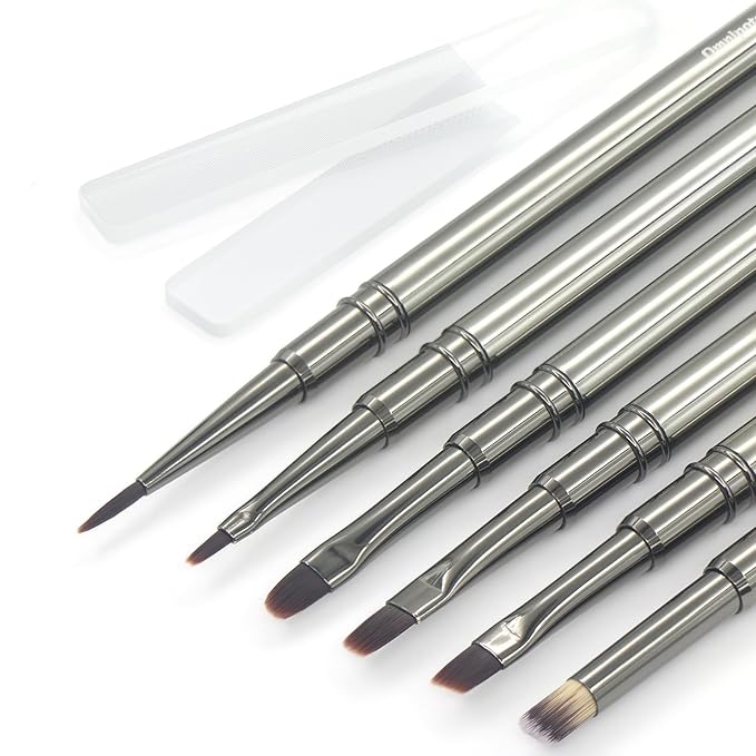 MYR 6Pcs Metal Nail Art Brushes & 2pcs Nano Nail Files for Nail Art Designs
