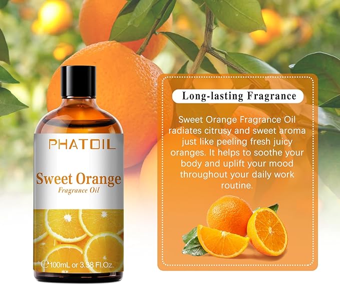 PHATOIL Sweet Orange Fragrance Oil for Diffuser Aromatherapy 3.38FL.OZ