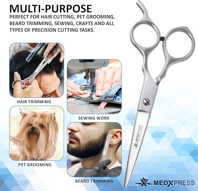 Medxpress Hair Cutting Scissors 5.5" Stainless Steel Styling Shears Japanese Style for Hair Cutting Professional Barber Scissors for Hair Salon and Home Sharp Trim Scissors Ideal for Women and Men.