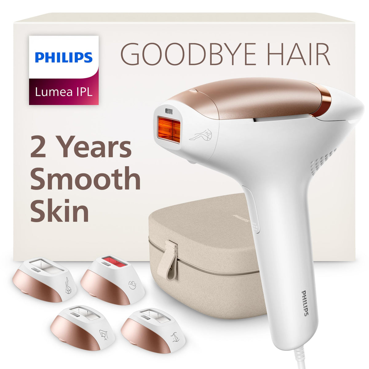 Philips Lumea IPL — Salon-Like Laser Hair Removal for Women, Permanent Hair Reduction Device At Home for Face & Body — Safe & Painless for Face, Bikini, Body, 5 Settings & Skin Sensors, BRI984/03