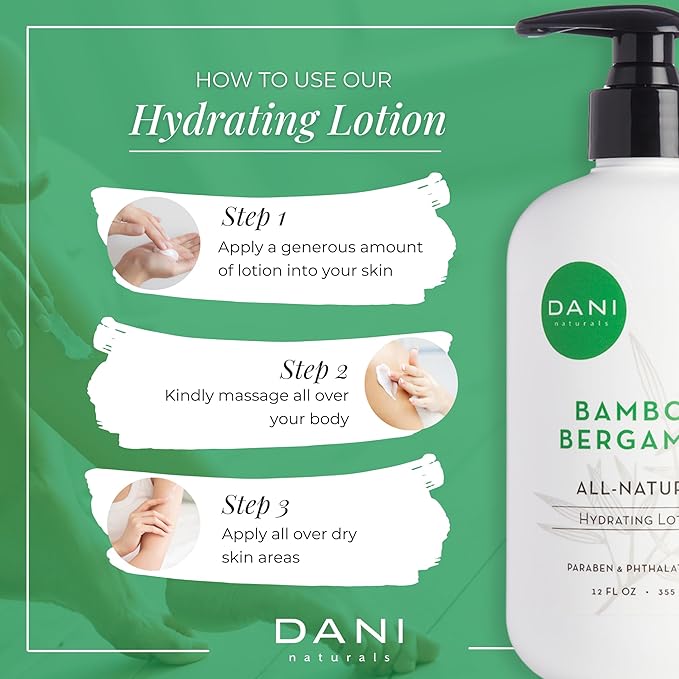 DANI Naturals Bamboo Bergamot Body Lotion, Paraben-Free, Vegan, 12 fl oz
