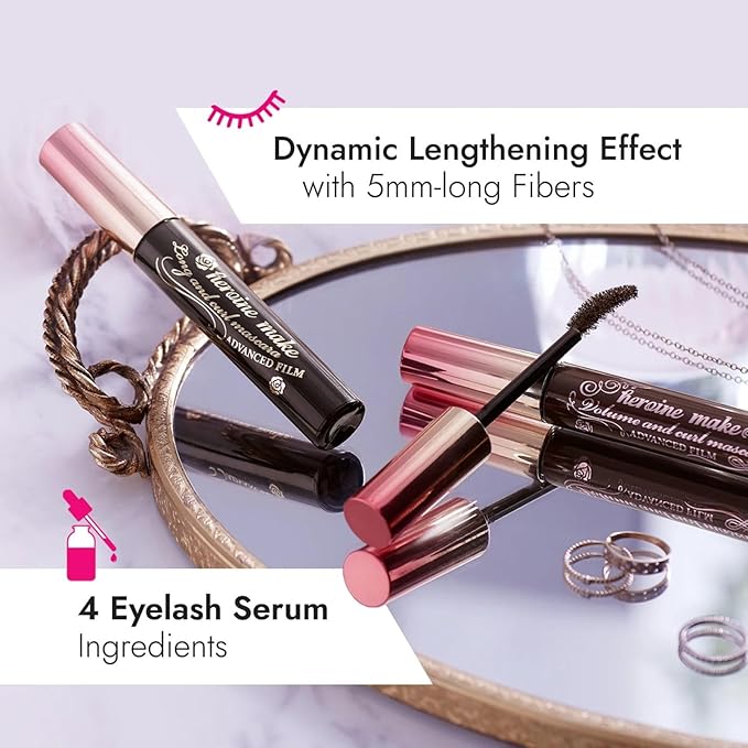 Heroine Make by KissMe Super Long Mascara | Waterproof Mascara for Dramatic Length & Volume | Smudge-Proof Black Mascara with Curling, Long‑Lasting Formula | Made in Japan