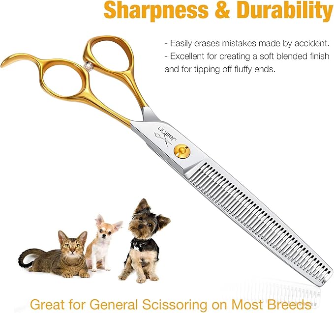 JASON Dog Grooming Thinning Scissors - 7.5" Blending Shears 40 Teeth