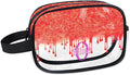 KFNHN Custom Travel Clear Cosmetic Bag with Name, Personalized Large Capacity Weekend PVC Transparent Toiletry Bag Portable Bathroom Makeup Organizer, Red Curtain Glittering